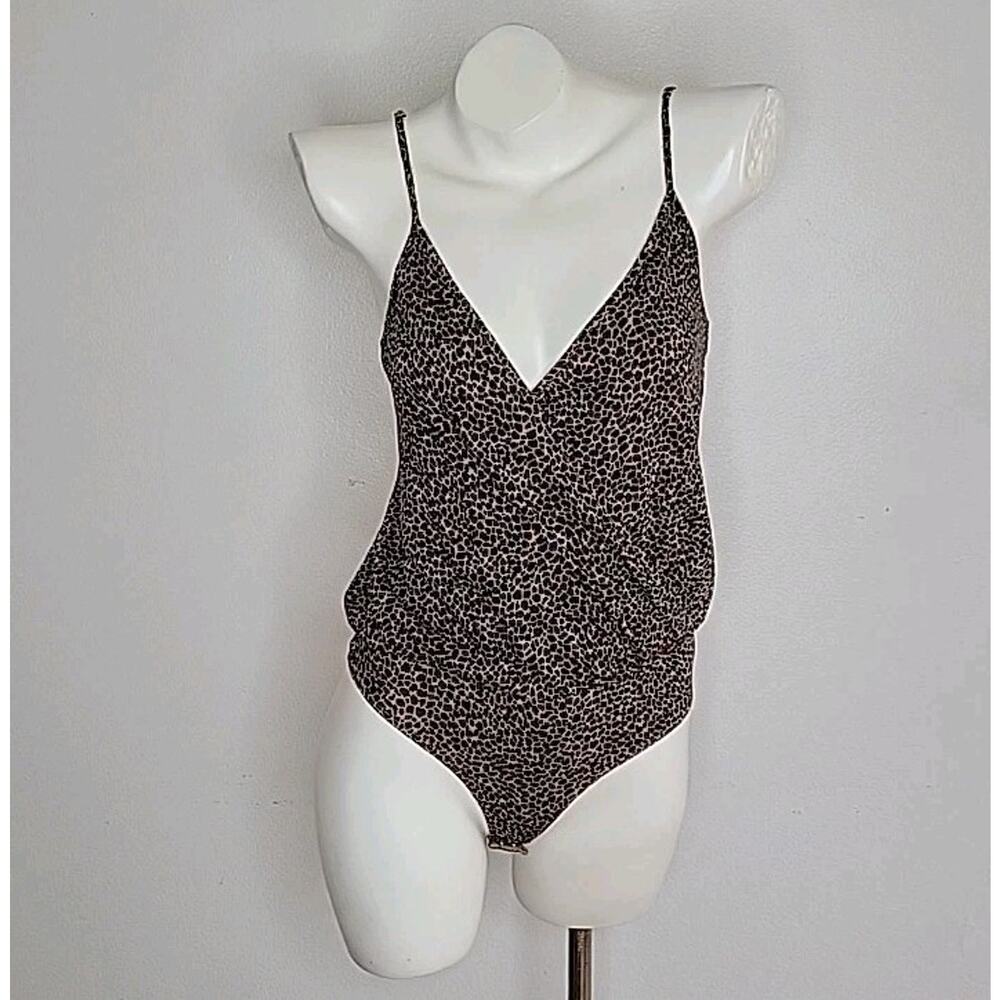 N:Philanthropy Peppermint Leopard Print Crossover Wrap Bodysuit XS Sugar Cheetah